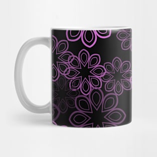 Neon Floral Light Magenta on Black Mug